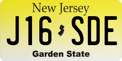 NJ license plate J16SDE