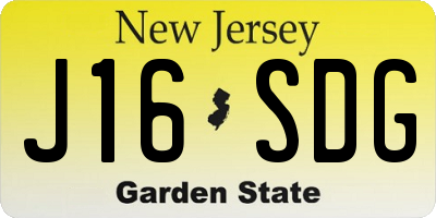 NJ license plate J16SDG