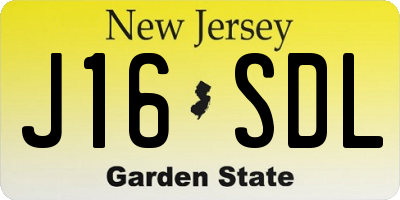 NJ license plate J16SDL