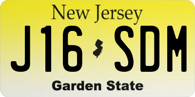 NJ license plate J16SDM