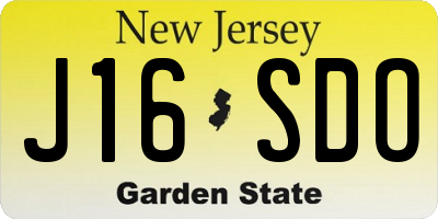 NJ license plate J16SDO