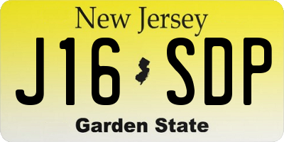 NJ license plate J16SDP