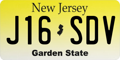 NJ license plate J16SDV