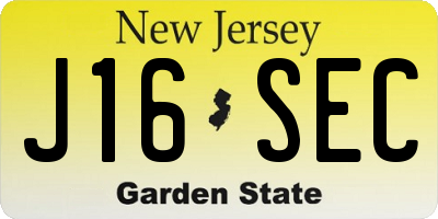 NJ license plate J16SEC