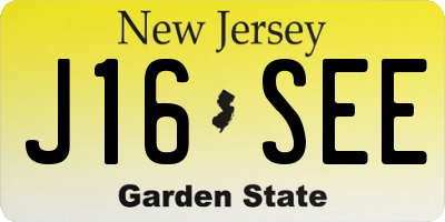 NJ license plate J16SEE
