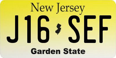 NJ license plate J16SEF