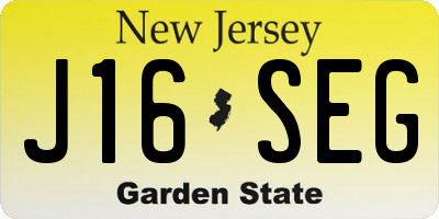 NJ license plate J16SEG