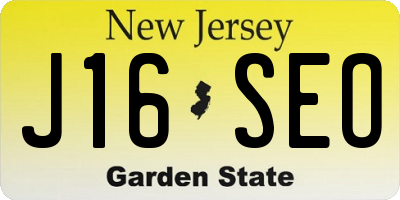 NJ license plate J16SEO