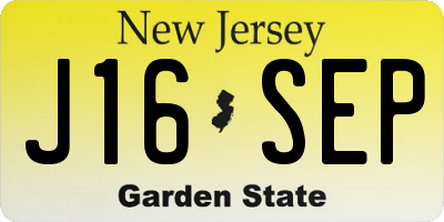 NJ license plate J16SEP