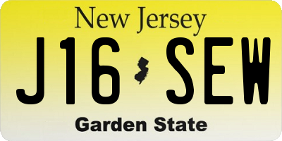 NJ license plate J16SEW