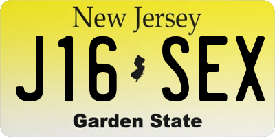 NJ license plate J16SEX