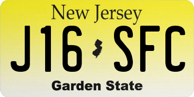 NJ license plate J16SFC