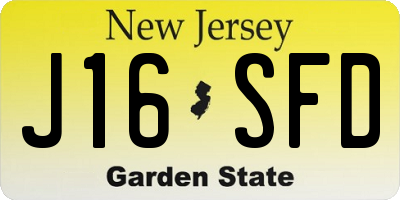 NJ license plate J16SFD