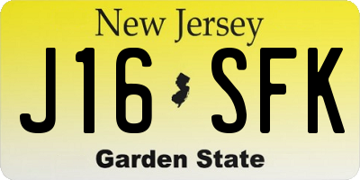 NJ license plate J16SFK