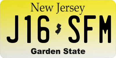 NJ license plate J16SFM