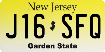 NJ license plate J16SFQ