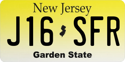 NJ license plate J16SFR