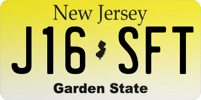 NJ license plate J16SFT