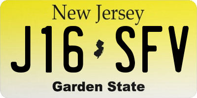 NJ license plate J16SFV