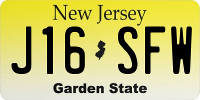 NJ license plate J16SFW