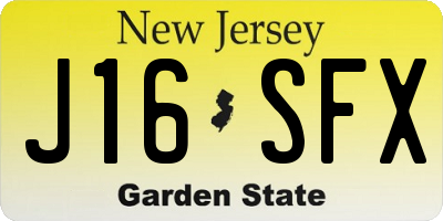 NJ license plate J16SFX