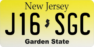 NJ license plate J16SGC