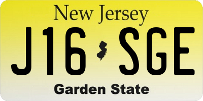 NJ license plate J16SGE