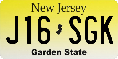 NJ license plate J16SGK