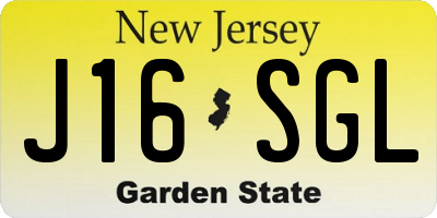 NJ license plate J16SGL