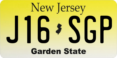 NJ license plate J16SGP