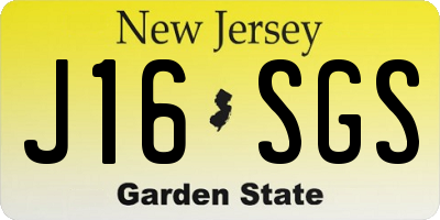 NJ license plate J16SGS