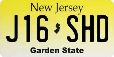NJ license plate J16SHD