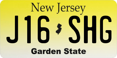 NJ license plate J16SHG