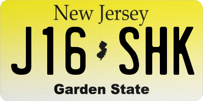NJ license plate J16SHK