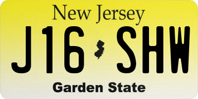 NJ license plate J16SHW