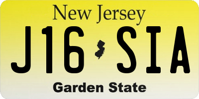 NJ license plate J16SIA