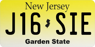 NJ license plate J16SIE