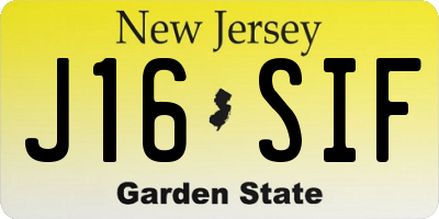 NJ license plate J16SIF