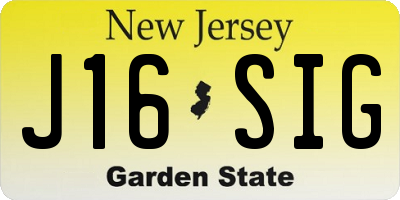 NJ license plate J16SIG