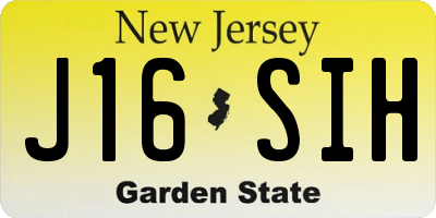 NJ license plate J16SIH