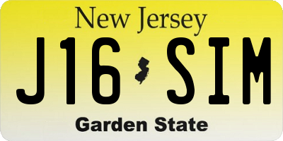 NJ license plate J16SIM