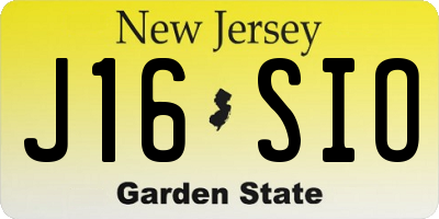 NJ license plate J16SIO