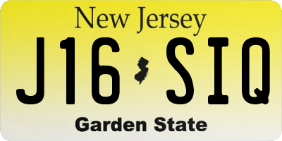 NJ license plate J16SIQ