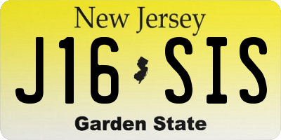NJ license plate J16SIS
