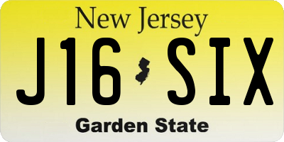 NJ license plate J16SIX