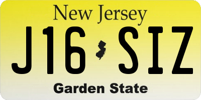 NJ license plate J16SIZ