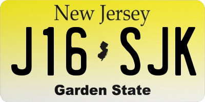 NJ license plate J16SJK