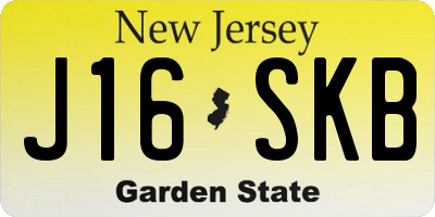 NJ license plate J16SKB