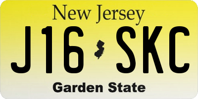 NJ license plate J16SKC
