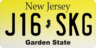 NJ license plate J16SKG
